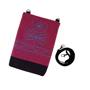 Csenge mély rózsaszín válltáska kék tulipánokkal